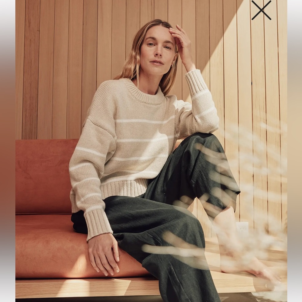 100% Organic Cotton Striped Crew Sweater - Picture 3 of 6